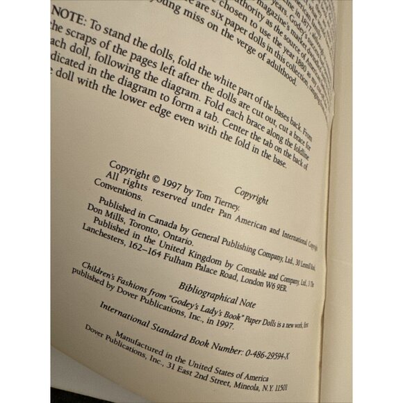 Godey’s Lady’s Book Children’s Fashion Tom Tierney Paper Doll Book Uncut PD3 - Picture 7 of 7